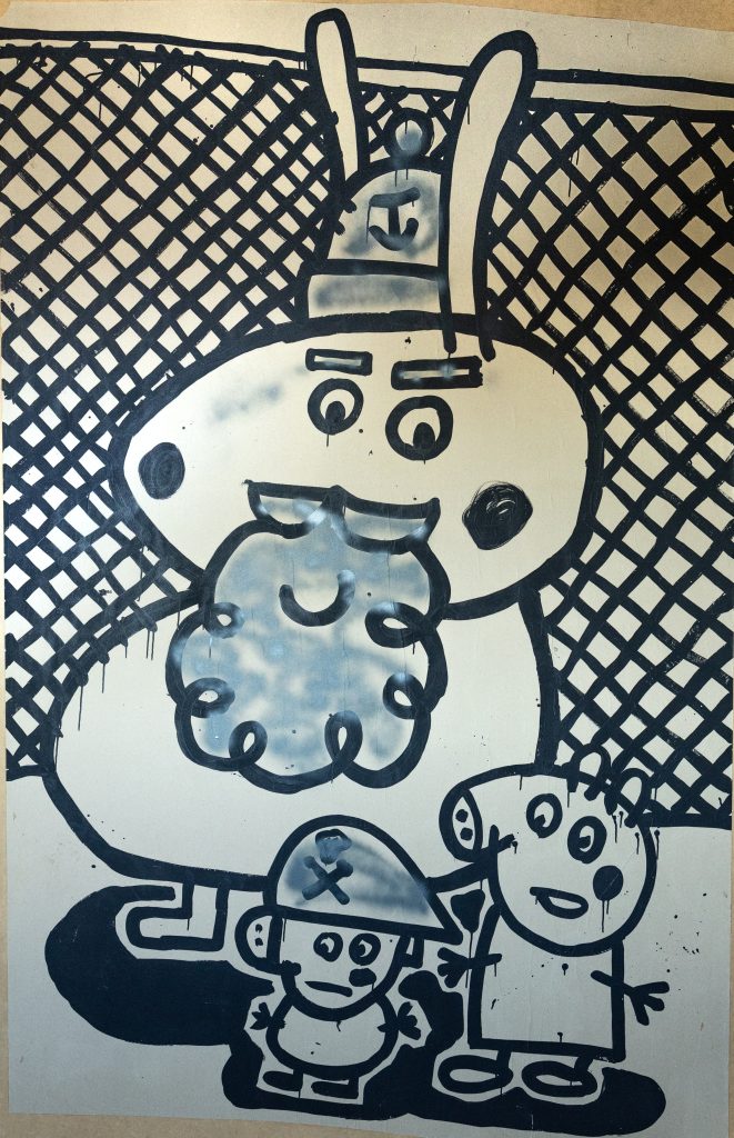 Deda Brada,250x168cm, crtež akrilom na natron papiru nakaširan na lesonit, 2022.