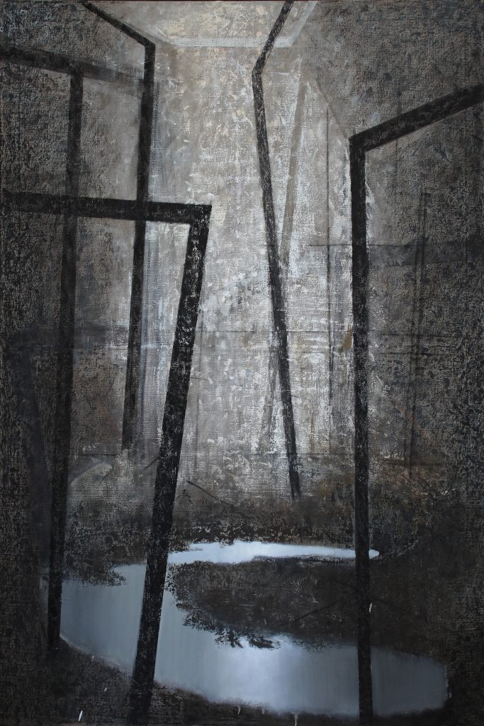 Gate and puddle_ уље на платну 195x130цм- 2020