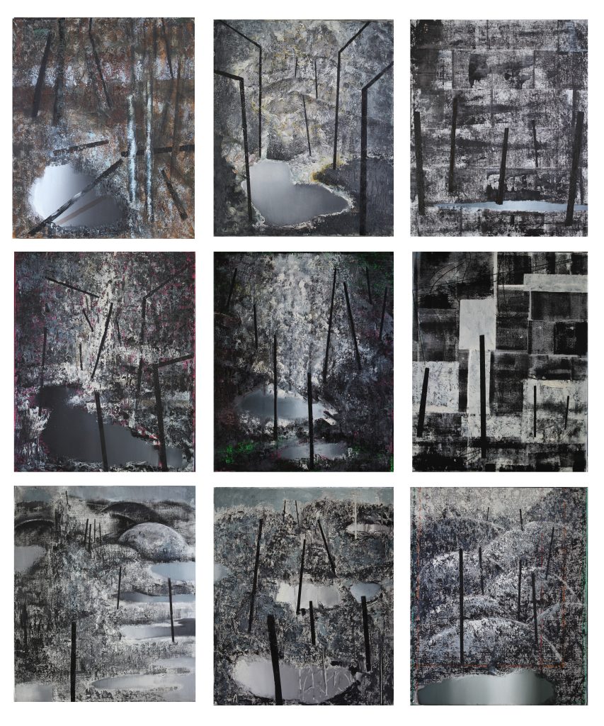 Grayscape polyptich No1_уље на платну_9 x 65x54цм-2021