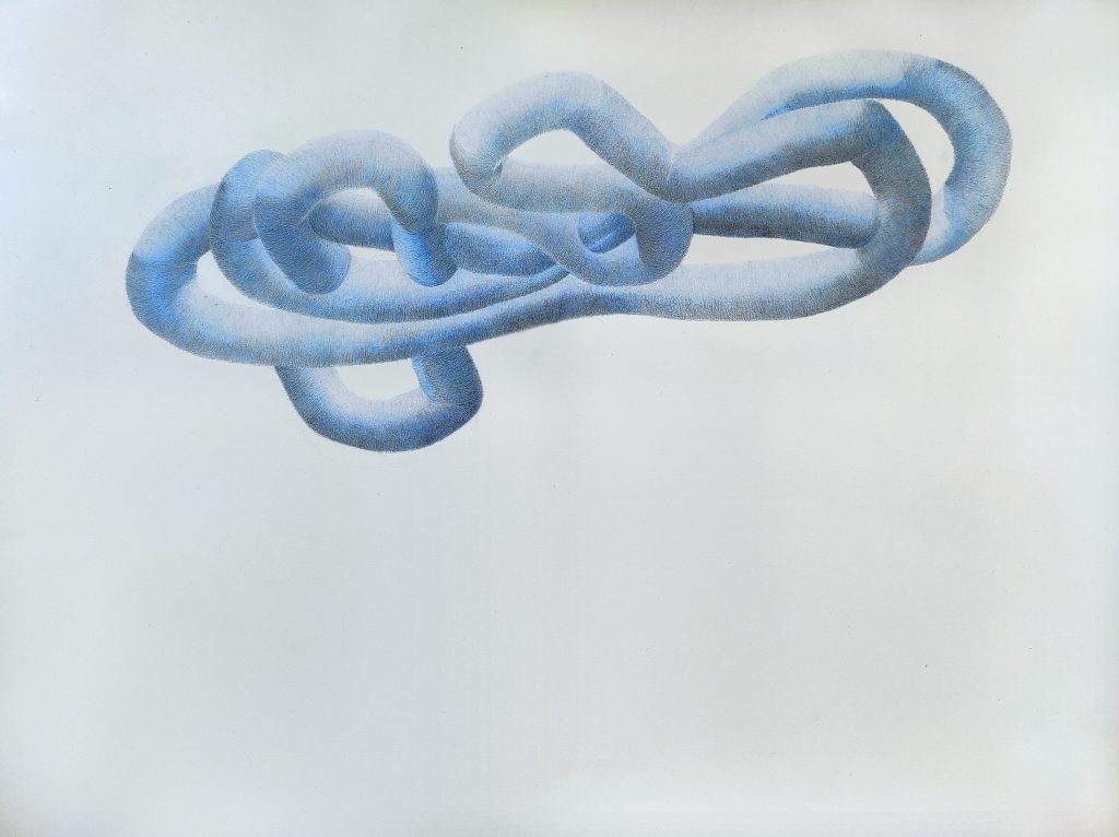 Energy tunnel, color pencil on paper, 56 x 76 cm, 2021.